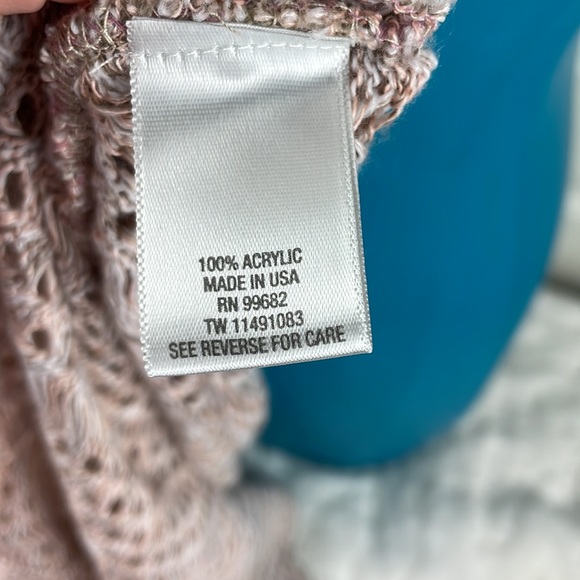 Dressbarn batwing open knit shortsleeve size large pink - Picture 6 of 7